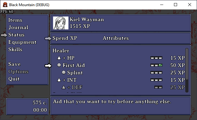 A screenshot showing a new part of the menu where you can spend experience points to purchase upgrades for your characters.